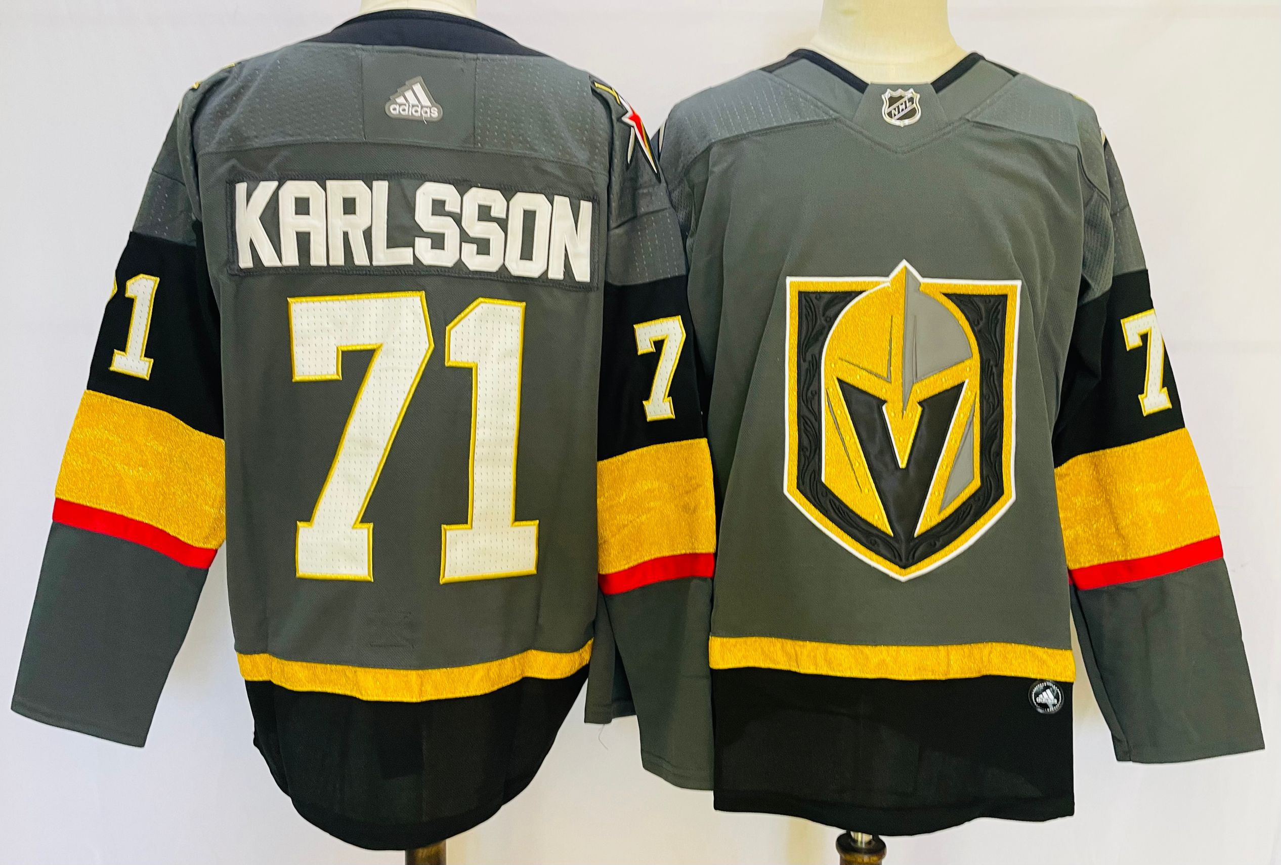 Men Vegas Golden Knights #71 Karlsson Grey Authentic Stitched 2022 Adidas NHL Jersey->calgary flames->NHL Jersey